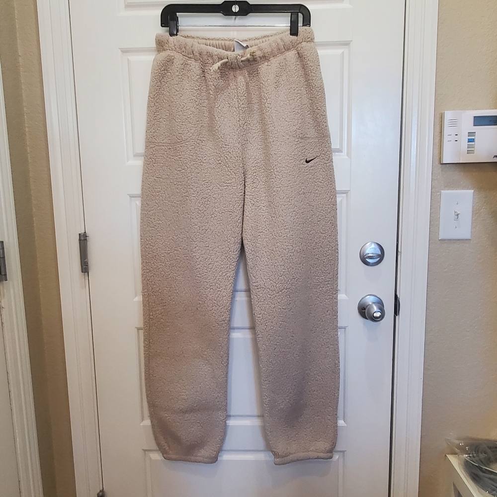 Nike Beige Sherpa Fleece Jogger Pants